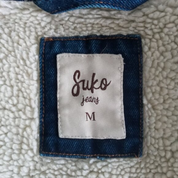 Suko jeans sherpa lined ombre denim jacket/coat size medium - Picture 3 of 8